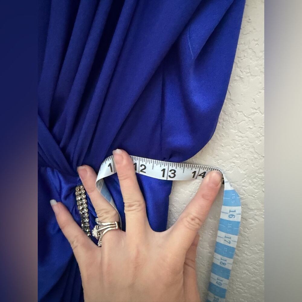 Vintage Shamash and Yofi Creations Royal Blue Draped Dress Size 7/8 Ruched - Picture 13 of 14